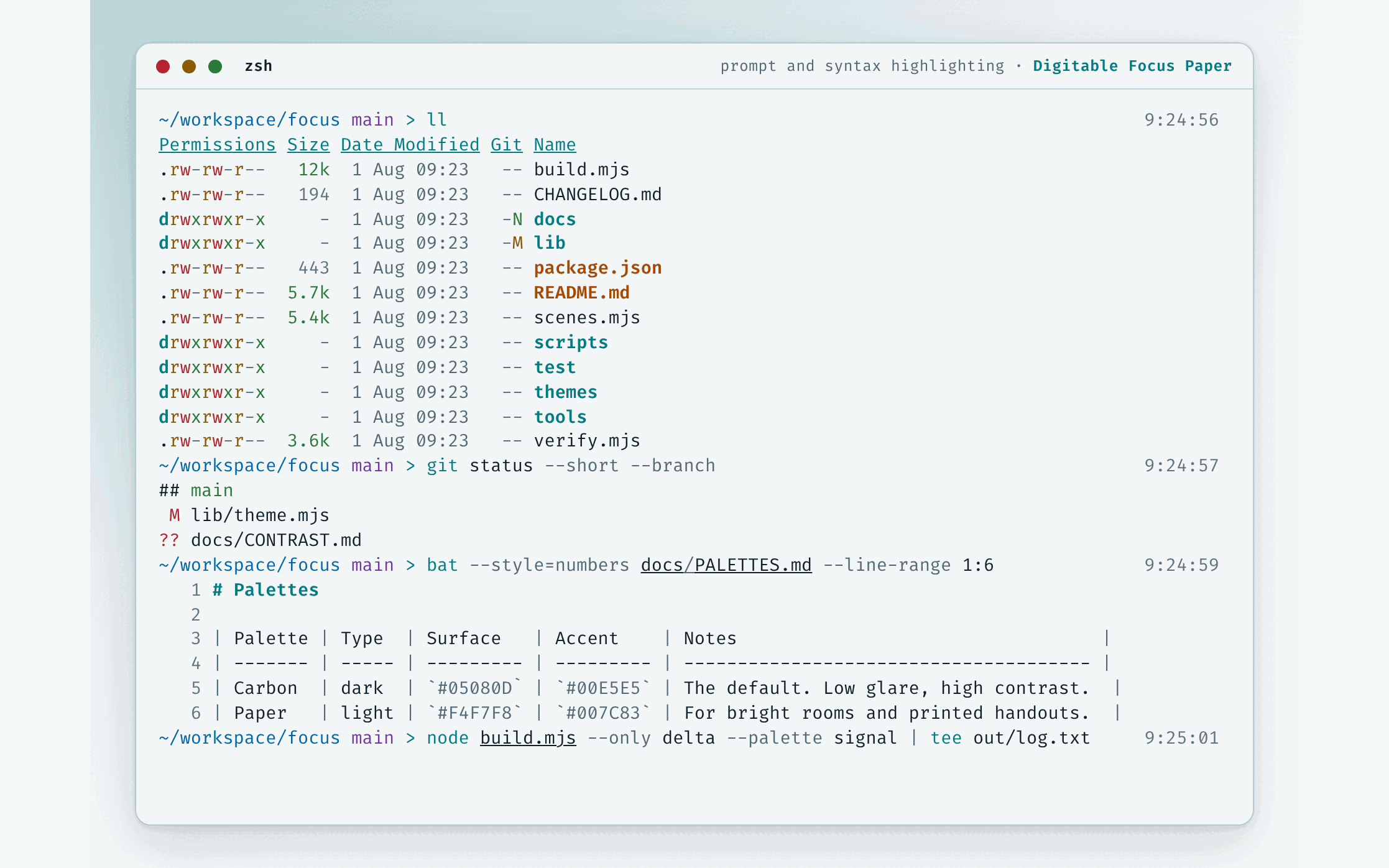 zsh в палитре Paper