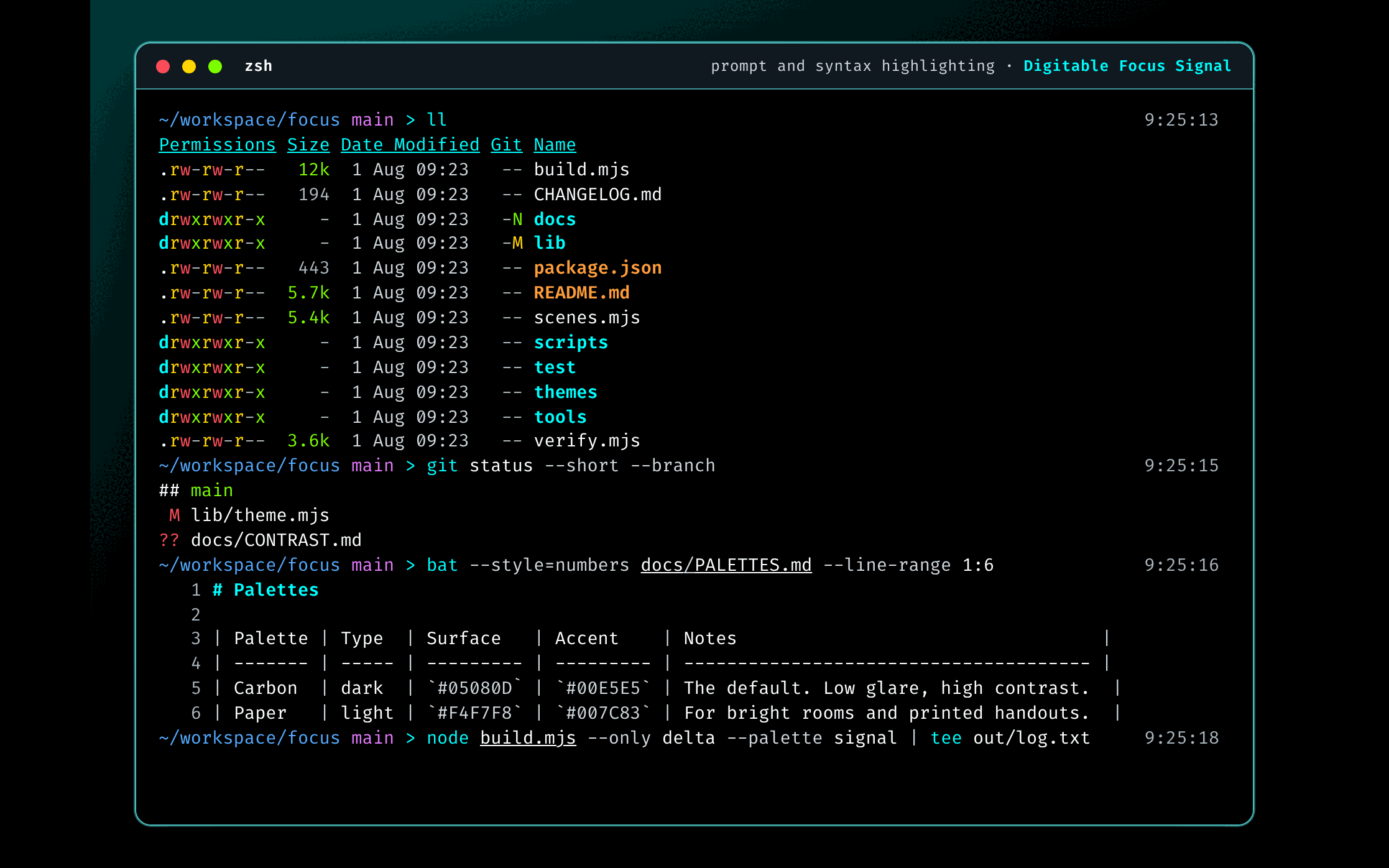 zsh в палитре Signal